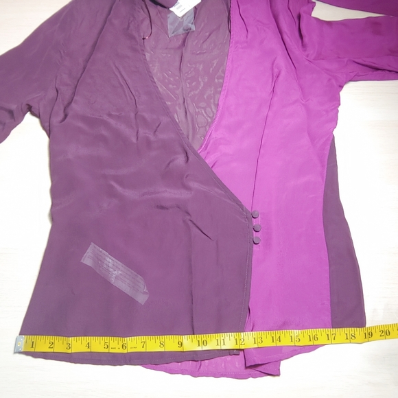 MANGO 2 tones sheer wrap bow tie long sleeves blouse - Picture 10 of 16